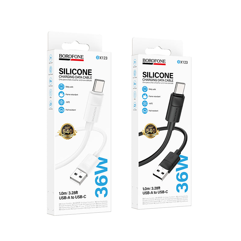 Borofone Silicone USB-C to USB-C 60W Fast Charging Cable for Phones and Tablets