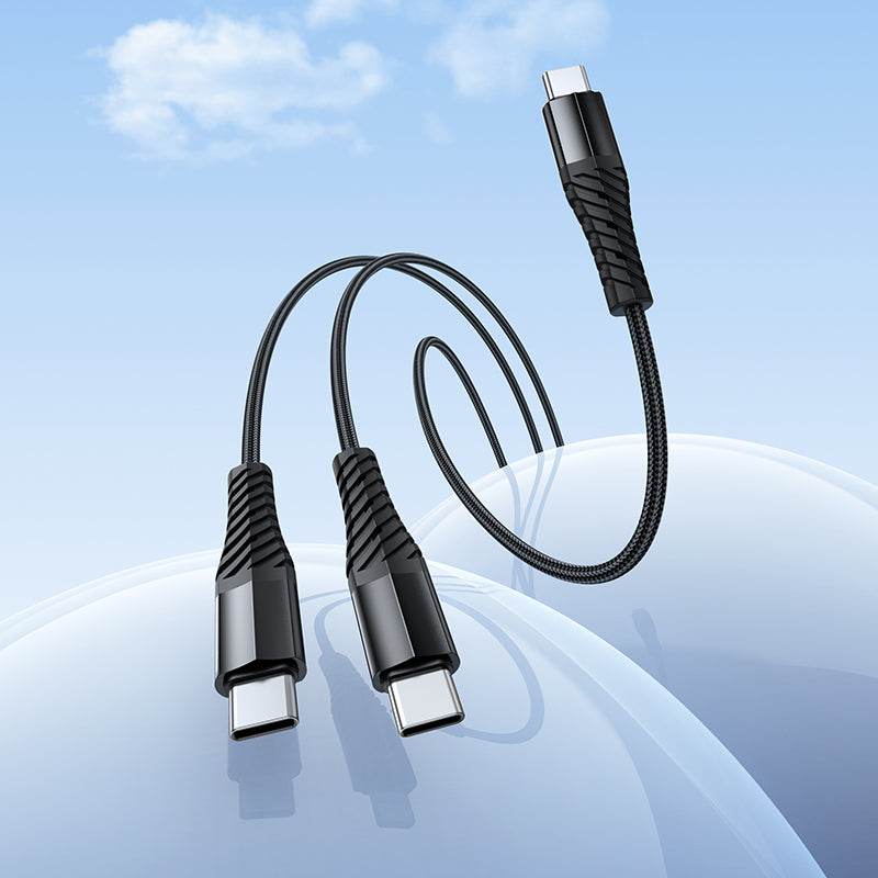 Hoco 2-in-1 USB-C to USB-C and Lightning Charging Cable for Two Devices