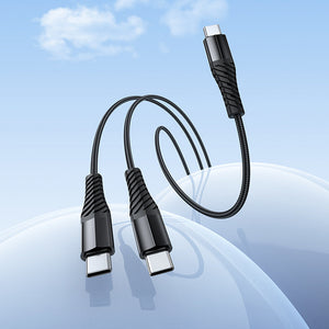 Hoco 2-in-1 USB-C to USB-C and Lightning Charging Cable for Two Devices