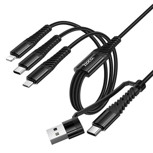 Hoco 3-in-1 Charging Cable with USB-C, Lightning and Micro-USB Connectors