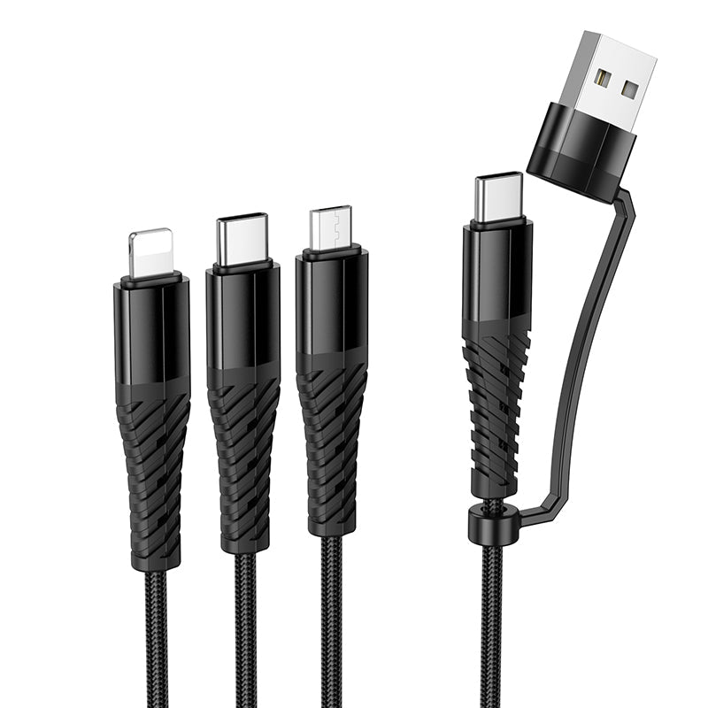 Hoco 3-in-1 Charging Cable with USB-C, Lightning and Micro-USB Connectors