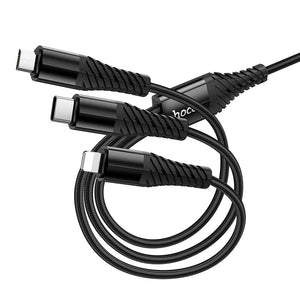 Hoco 3-in-1 Charging Cable with USB-C, Lightning and Micro-USB Connectors