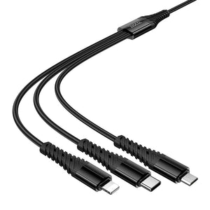 Hoco 3-in-1 Charging Cable with USB-C, Lightning and Micro-USB Connectors