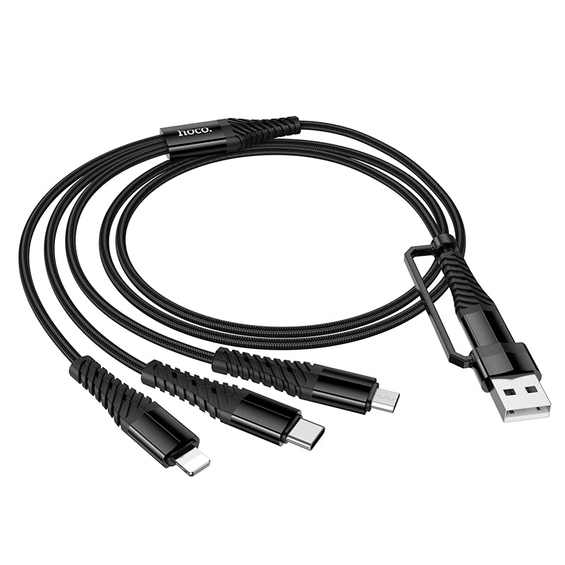 Hoco 3-in-1 Charging Cable with USB-C, Lightning and Micro-USB Connectors