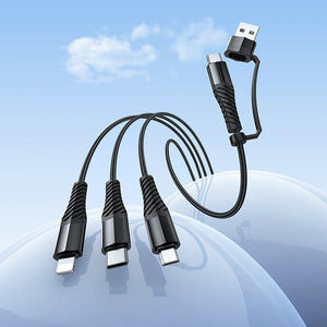 Hoco 3-in-1 Charging Cable with USB-C, Lightning and Micro-USB Connectors