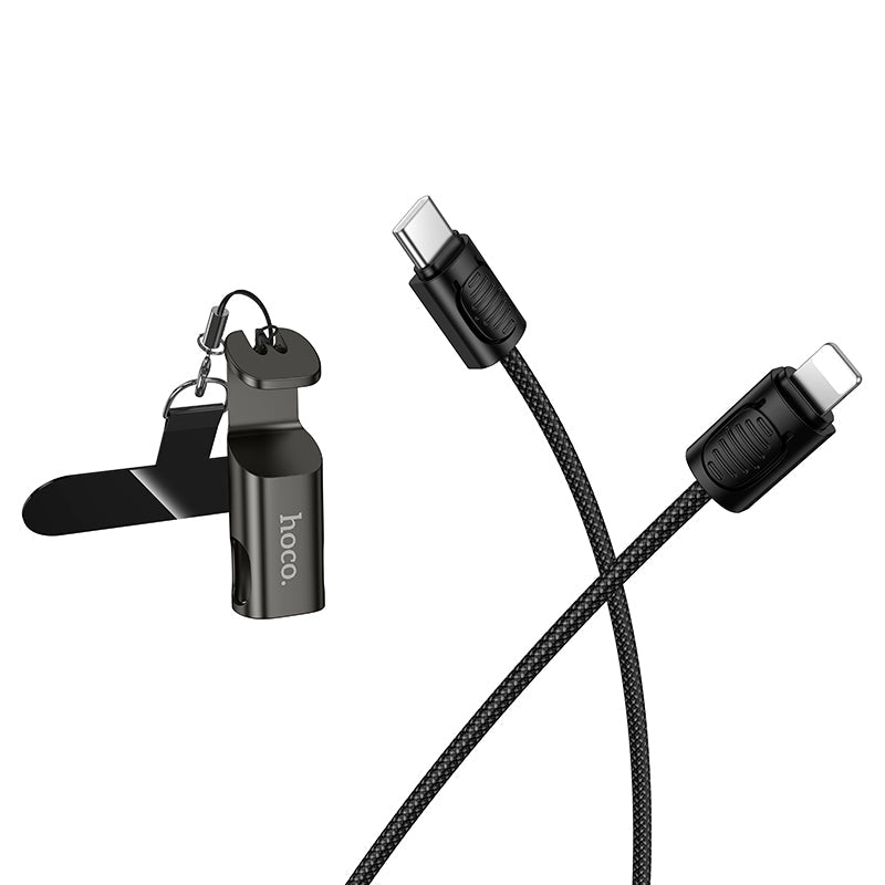 Hoco Wearable Lanyard PD30W Lightning Charging Cable, Compact 35cm Length