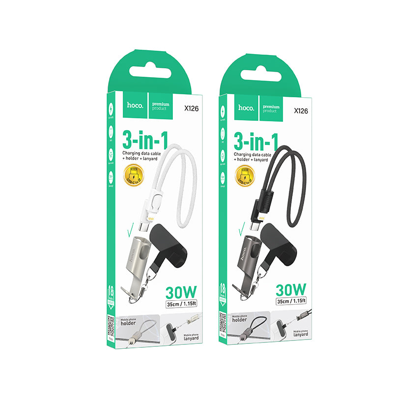 Hoco Wearable Lanyard PD30W Lightning Charging Cable, Compact 35cm Length