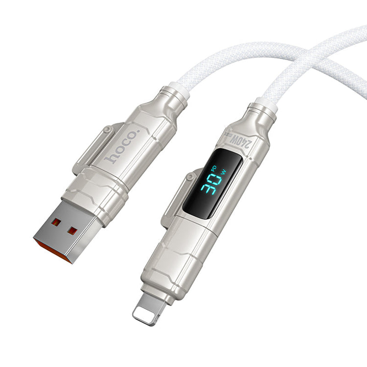 Hoco 240W 4-in-1 Fast Charging Cable with USB-C, Lightning and Digital Display
