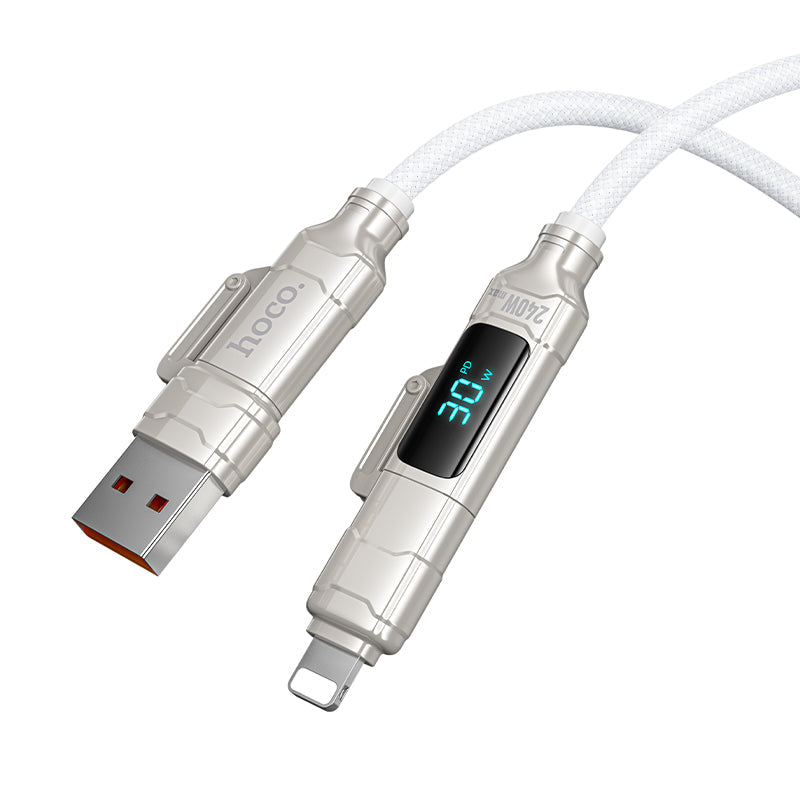 Hoco 240W 4-in-1 Fast Charging Cable with USB-C, Lightning and Digital Display