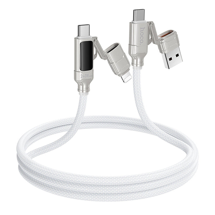 Hoco 240W 4-in-1 Fast Charging Cable with USB-C, Lightning and Digital Display