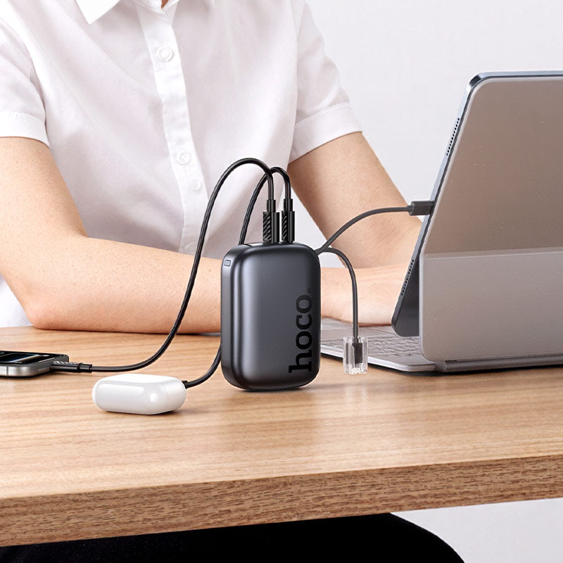 Hoco 20000mAh Power Bank with 2 Built-In Cables 22.5W PD20W Fast Charging Portable Charger