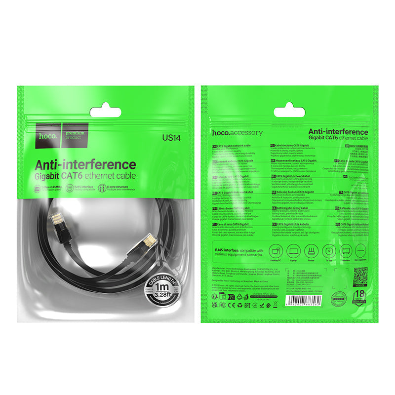 Hoco 1M Cat 6 Gigabit Ethernet Cable for Routers, PCs and Smart TVs