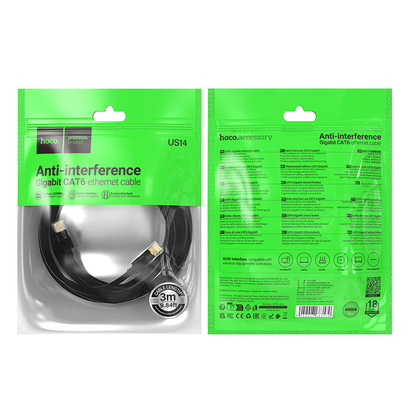 Hoco 1M Cat 6 Gigabit Ethernet Cable for Routers, PCs and Smart TVs