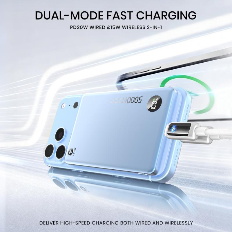LITO 5000mAh Ultra Thin MagSafe Magnetic Power Bank Portable Wireless Charger