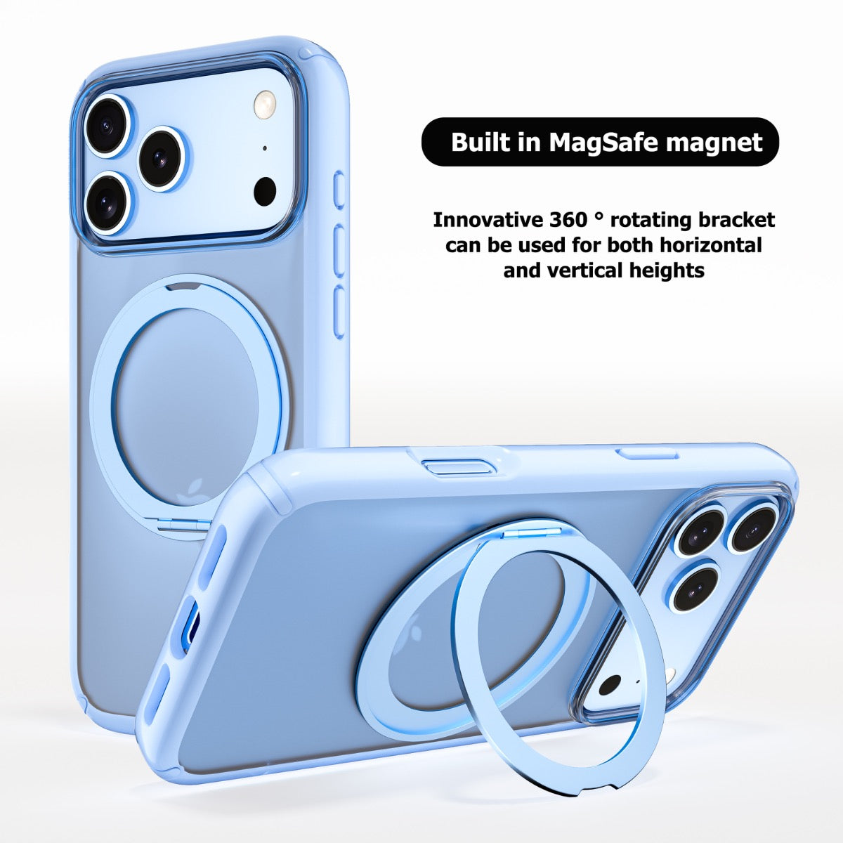 Blacktech iPhone 17 Pro Stay Clear Ring Case MagSafe Magnetic Kickstand