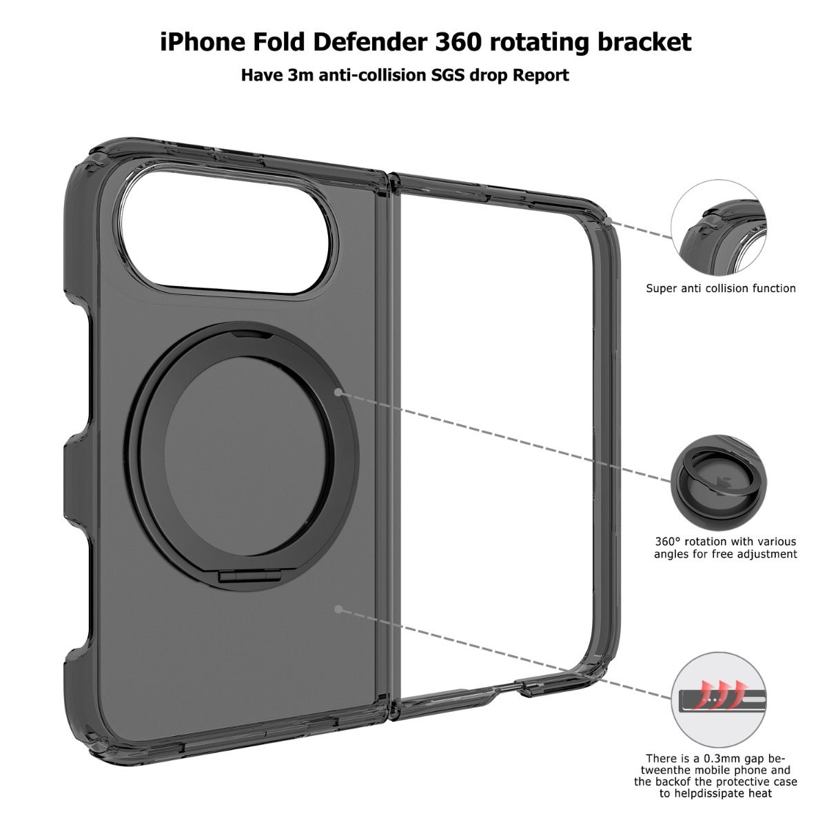 Blacktech iPhone Duo Stay Clear Ring MagSafe Case Black