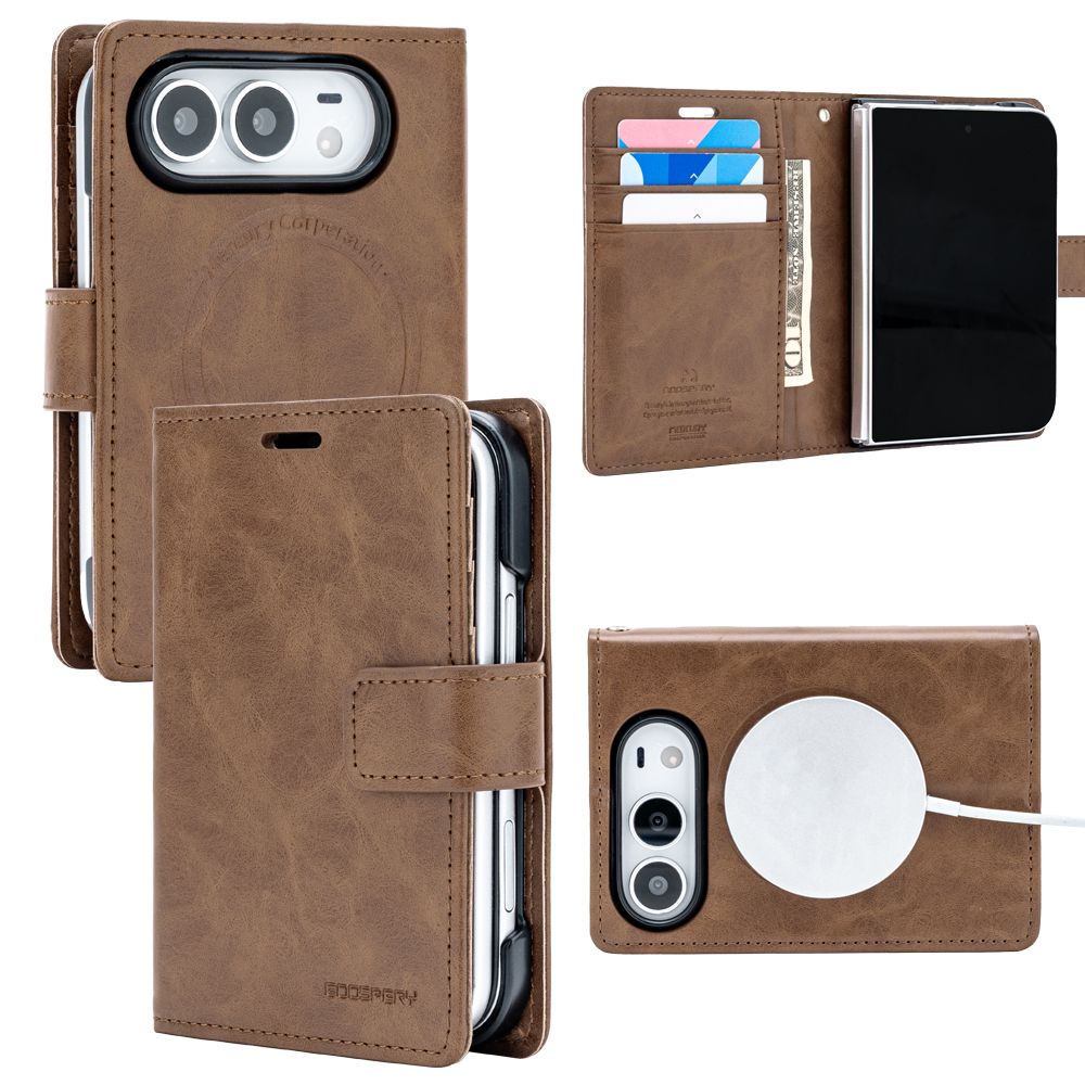 Goospery Mercury iPhone Duo Blue Moon Diary Wallet Flip Case Brown