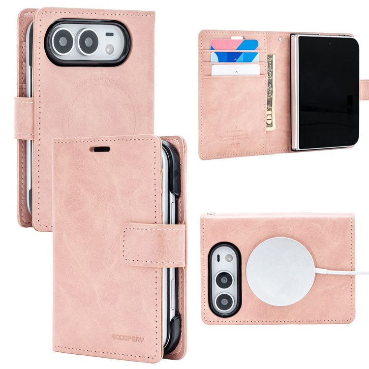 Goospery Mercury iPhone Duo Blue Moon Diary Wallet Flip Case Rose Gold