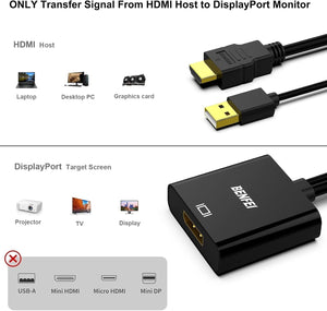 BENFEI HDMI to DisplayPort Adapter connections