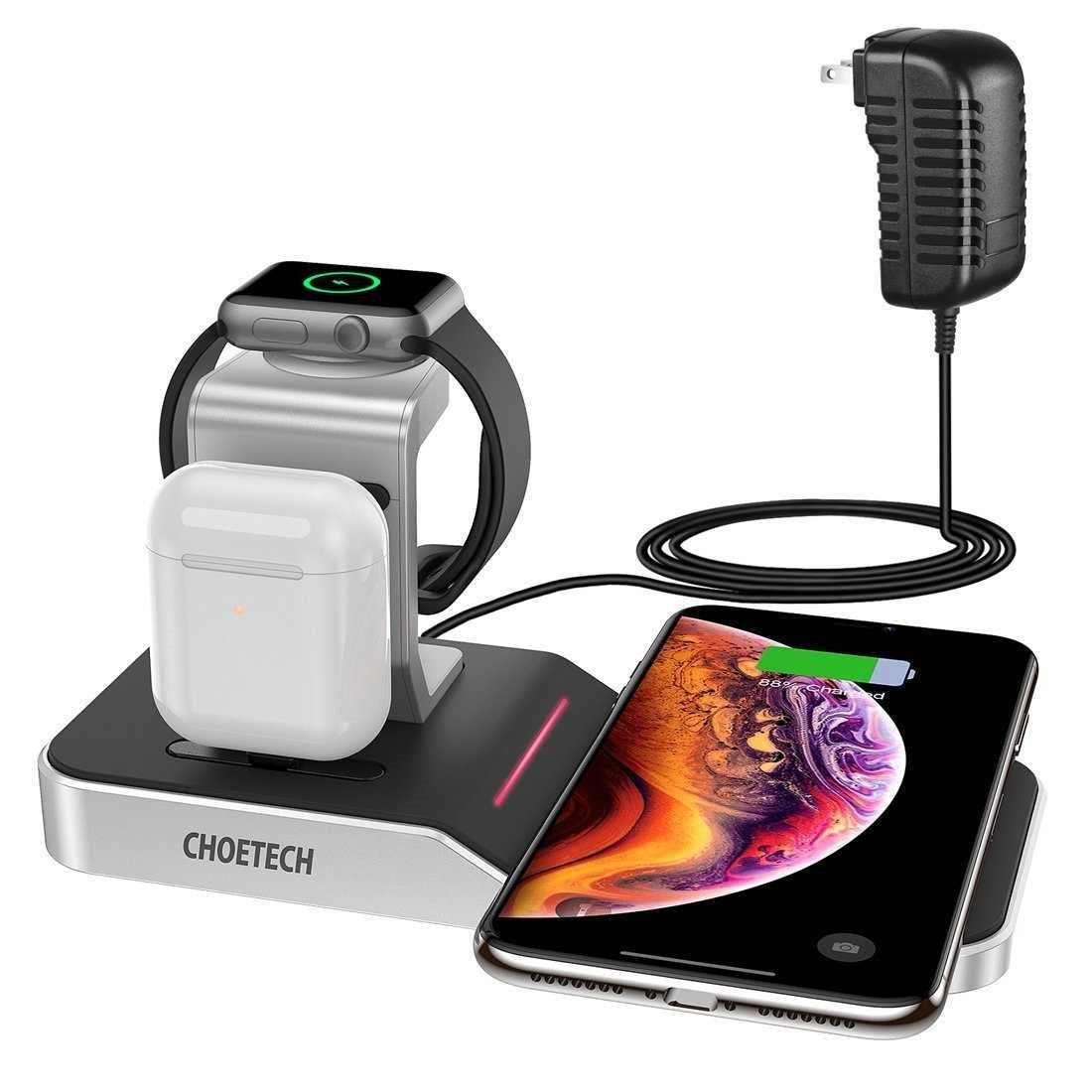 Choetech 4 in 1 Wireless Charger Stand Dock Station MFi Certified