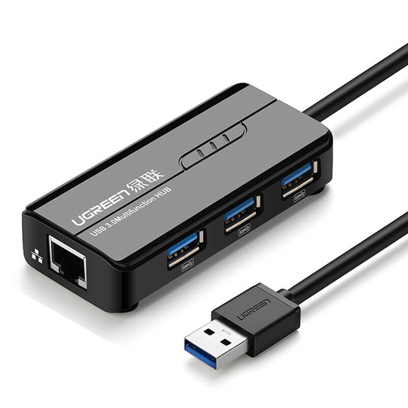 UGREEN USB 3.0 Hub Ethernet Adapter 10/100/1000 Gigabit Network Converter with USB 3.0 Hub 3 Ports