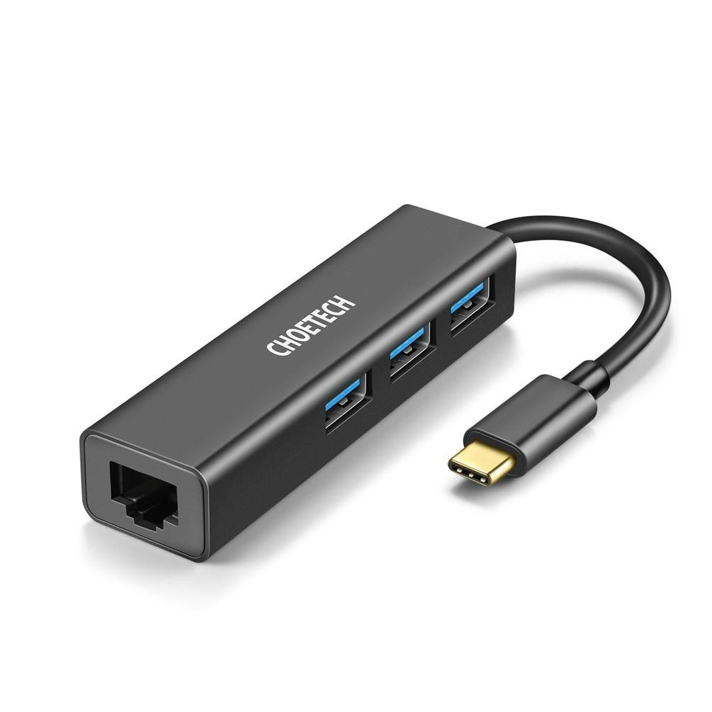 Choetech 4 in 1 USB-C to RJ45 Gigabit Ethernet LAN Network Hub