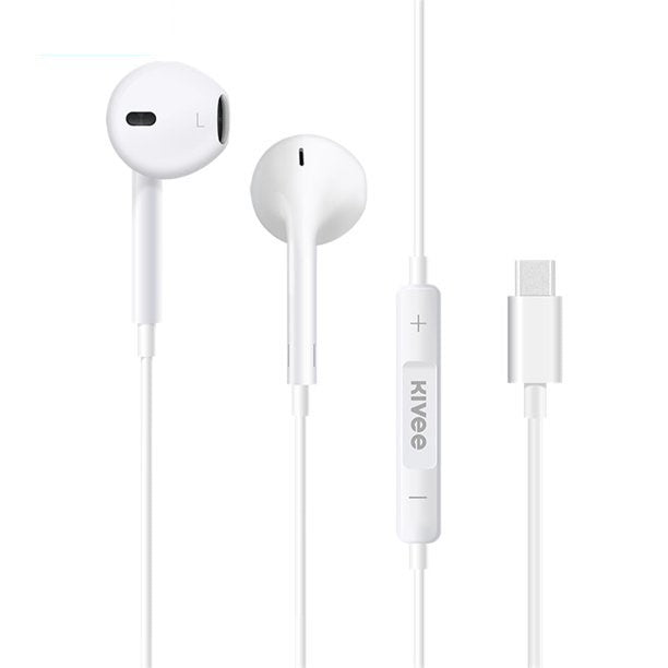 Kivee Wired USB-C Earphones HiFi Stereo with Mic 1.2m