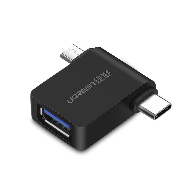 UGREEN 2 in 1 USB-C + Micro-USB OTG Right-Angle Adapter