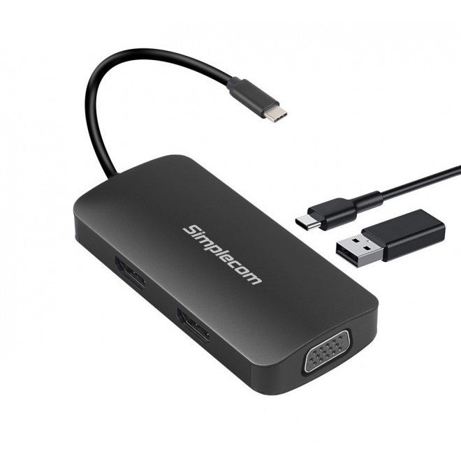 Simplecom 5 in 1 USB-C Multiport Adapter MST Hub with VGA and Dual HDMI