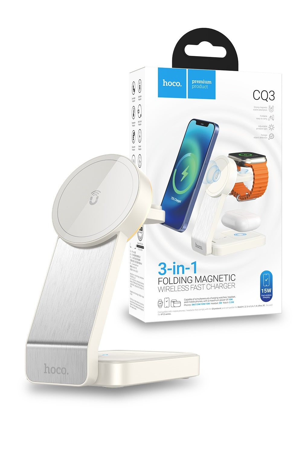 Hoco 3-in-1 MagSafe Wireless Charger 15W Fast Charging Motorcycle Mount CQ3