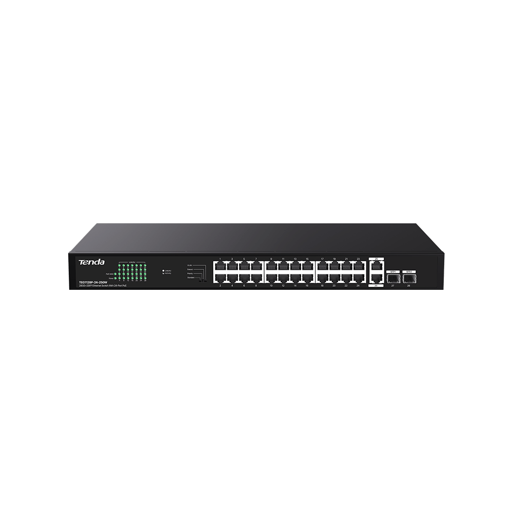 Tenda TEG1128P 24 Port + 2 SFP Port 40Gbps PoE Ethernet Switch