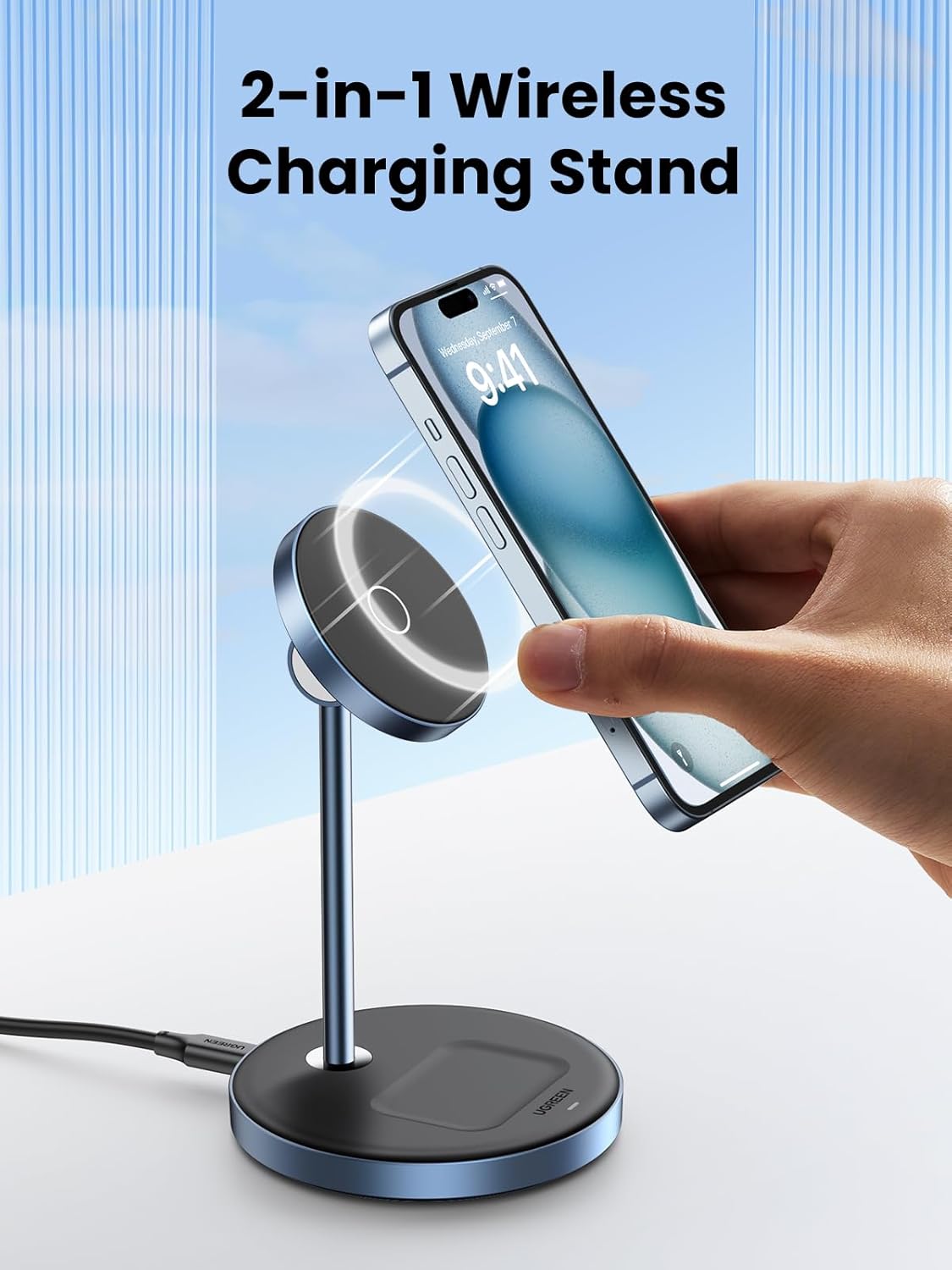 UGREEN Magsafe Magnetic Dock 15W 2 in 1 Fast Wireless Charger for iPhone 15/14/13/12 Series and AirPods Series