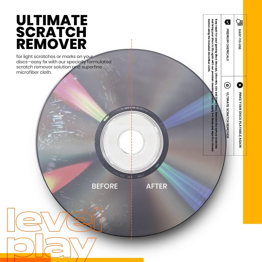 Level Play Premium Scratch Remover 50 ML - Blu-ray Discs DVD CD