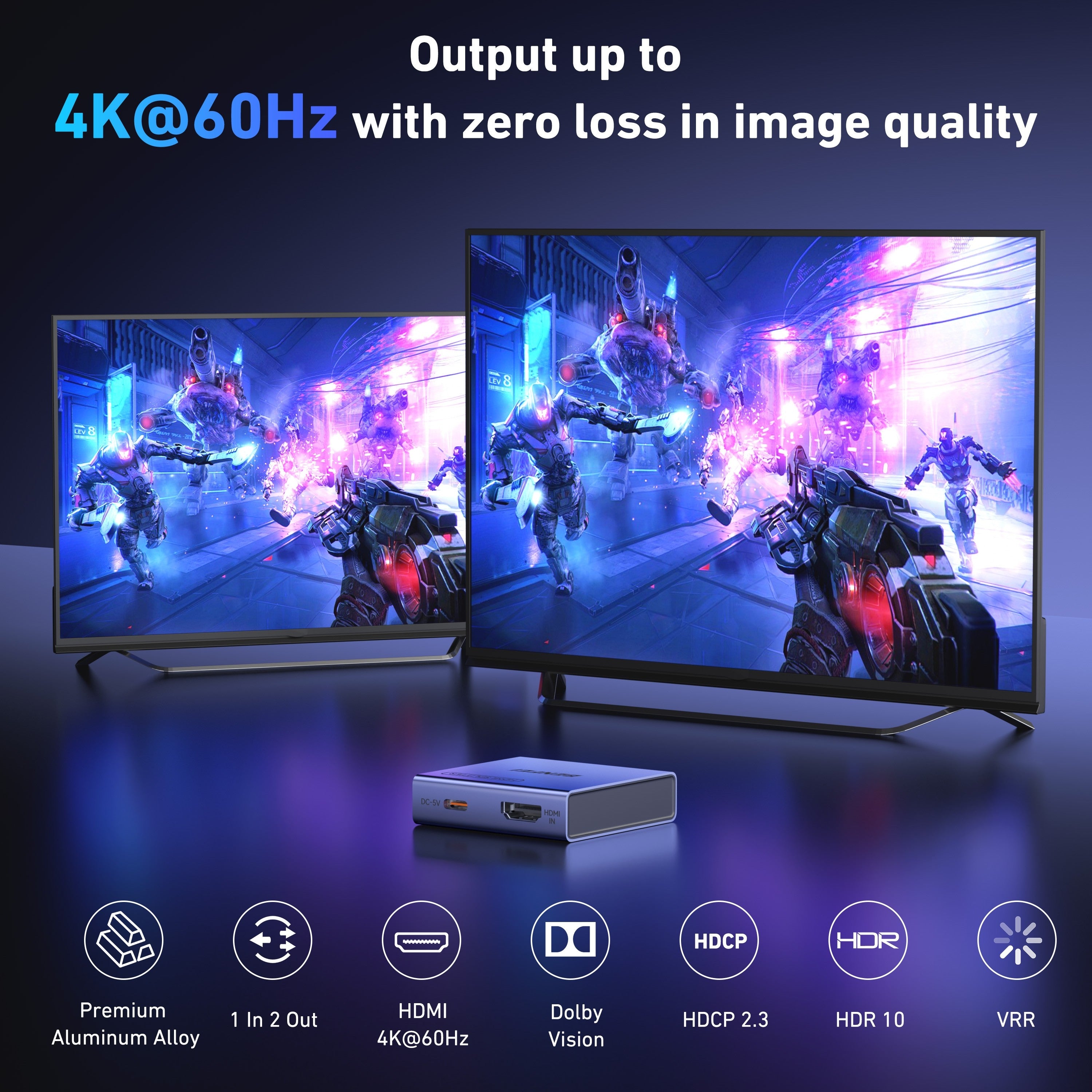 BENFEI HDMI Splitter 1 In 2 Out in use