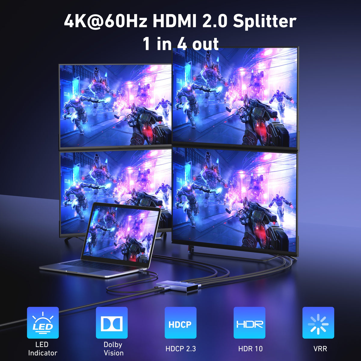 BENFEI HDMI Splitter 1 In 4 Out in use