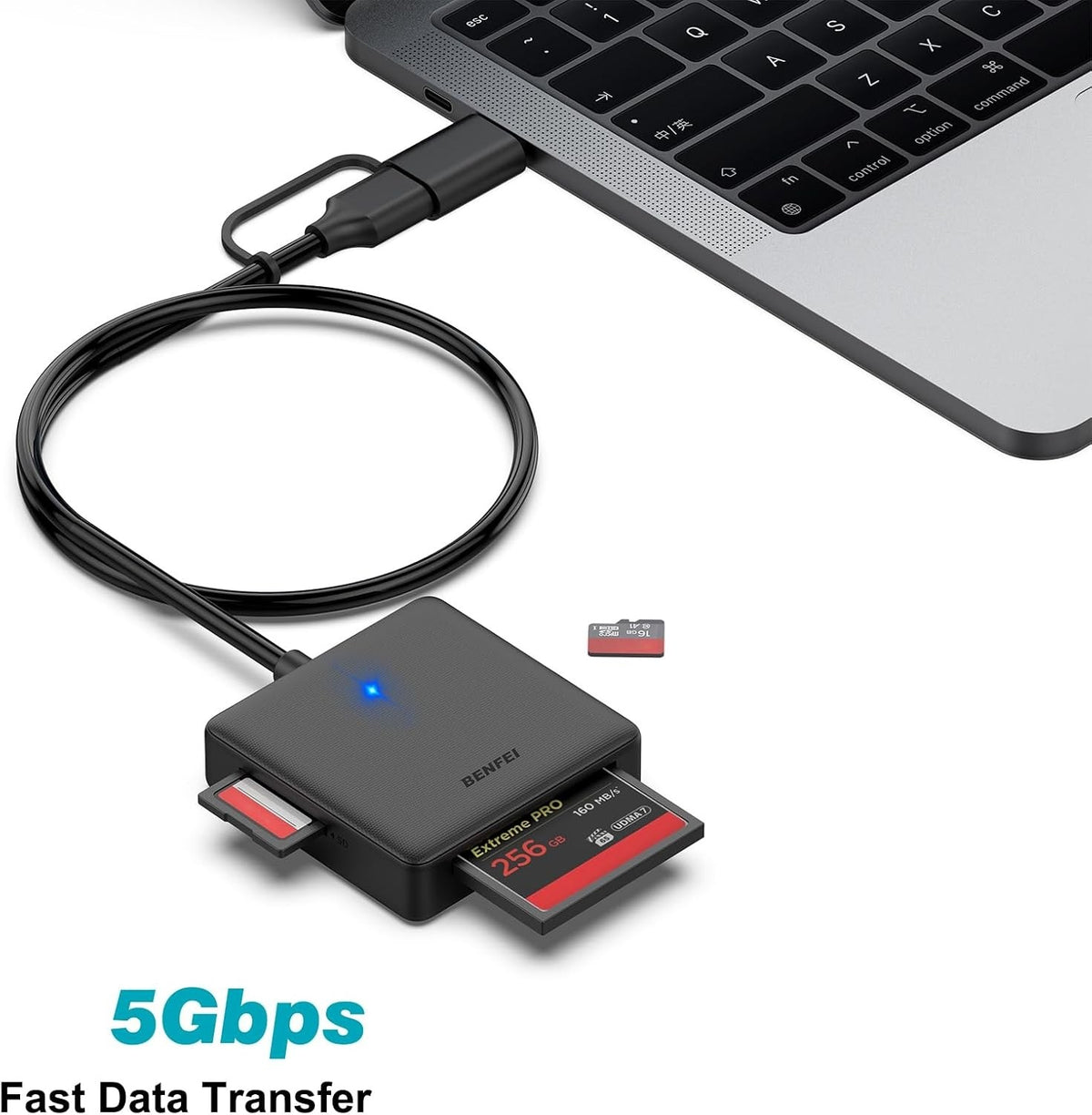 BENFEI 4-in-1 Card Reader in use