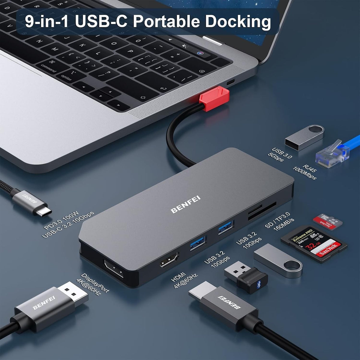 BENFEI 9-in-1 USB-C MST Docking Station