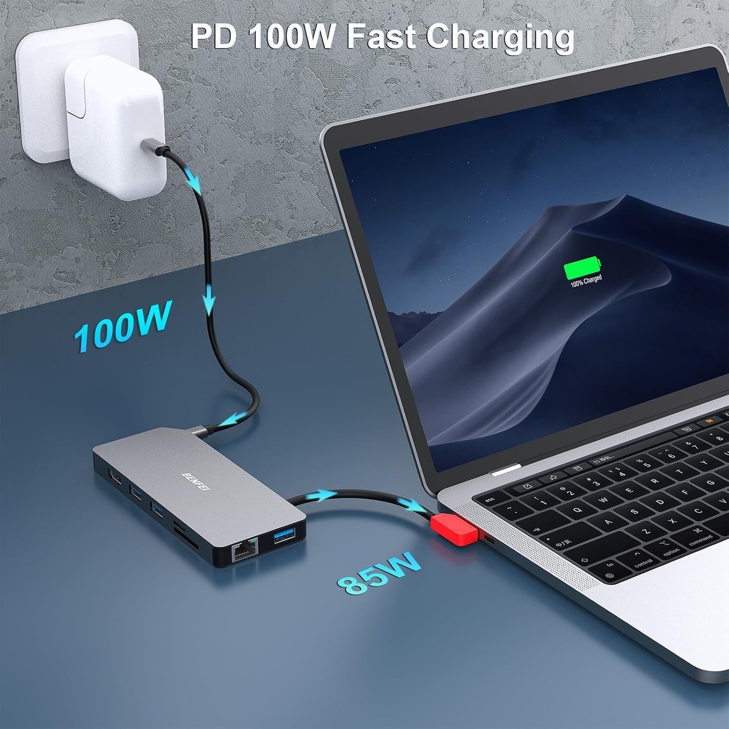BENFEI 9-in-1 USB-C Docking Station in use