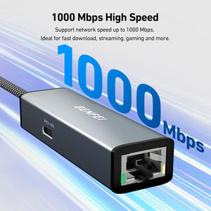 BENFEI USB-C to Gigabit Ethernet Adapter in use
