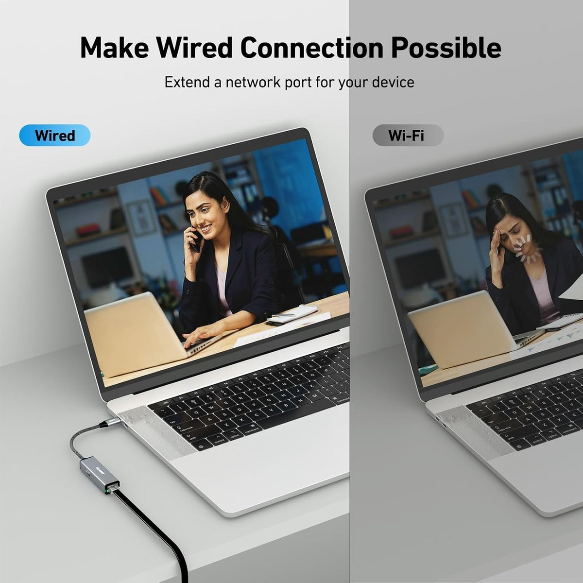 BENFEI USB-C to Gigabit Ethernet Adapter in use