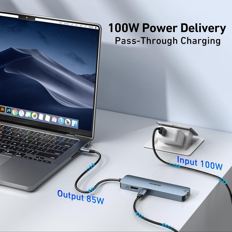BENFEI 6-in-1 USB-C Hub in use