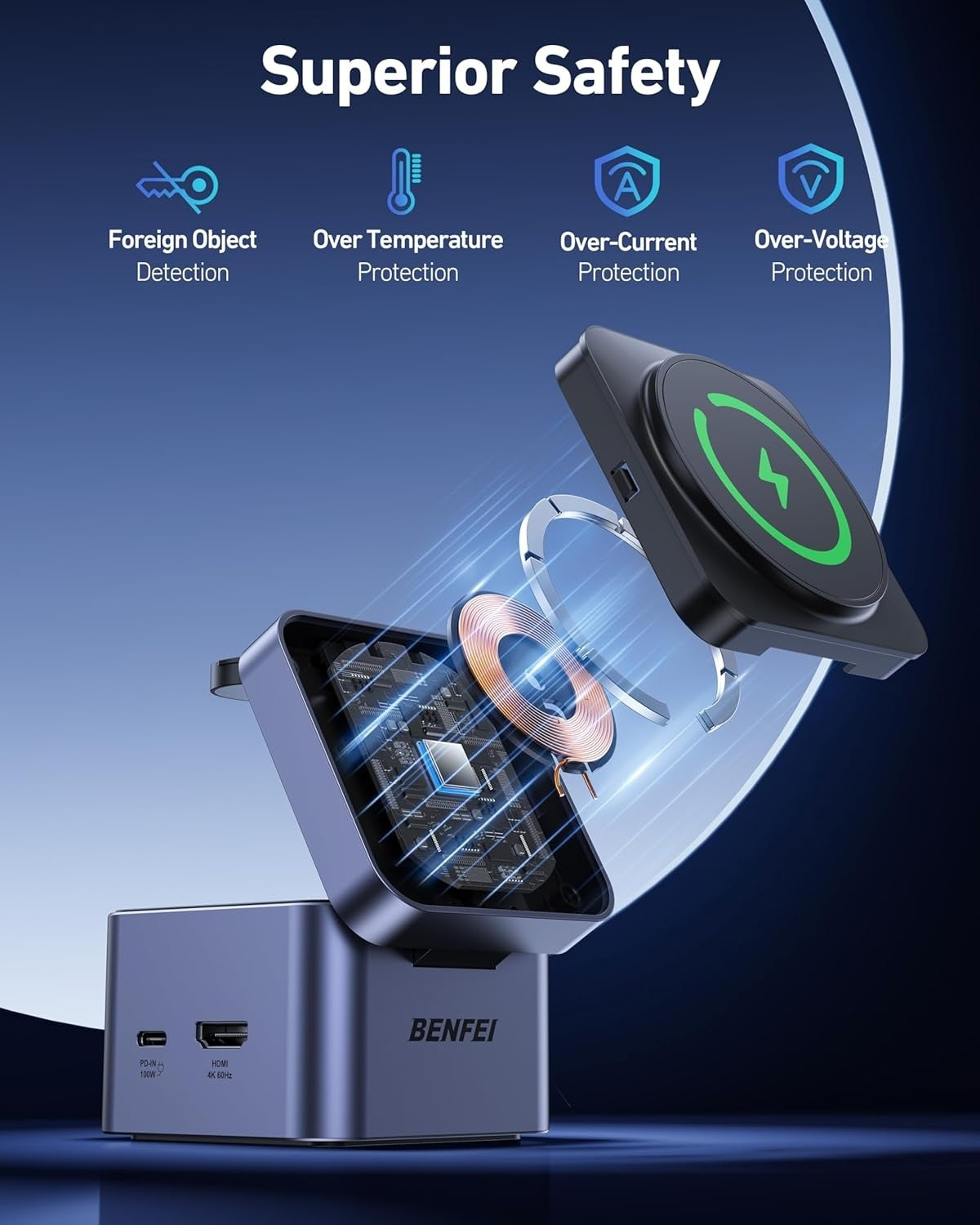 BENFEI 3-in-1 MagSafe Charging Station in use