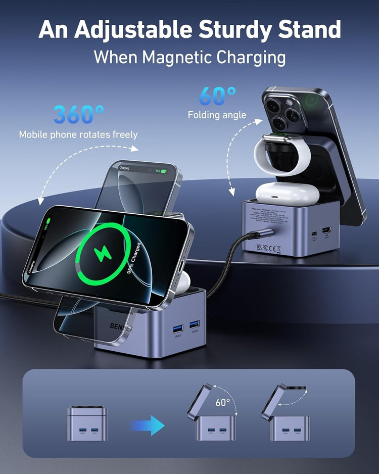 BENFEI 3-in-1 MagSafe Charging Station in use