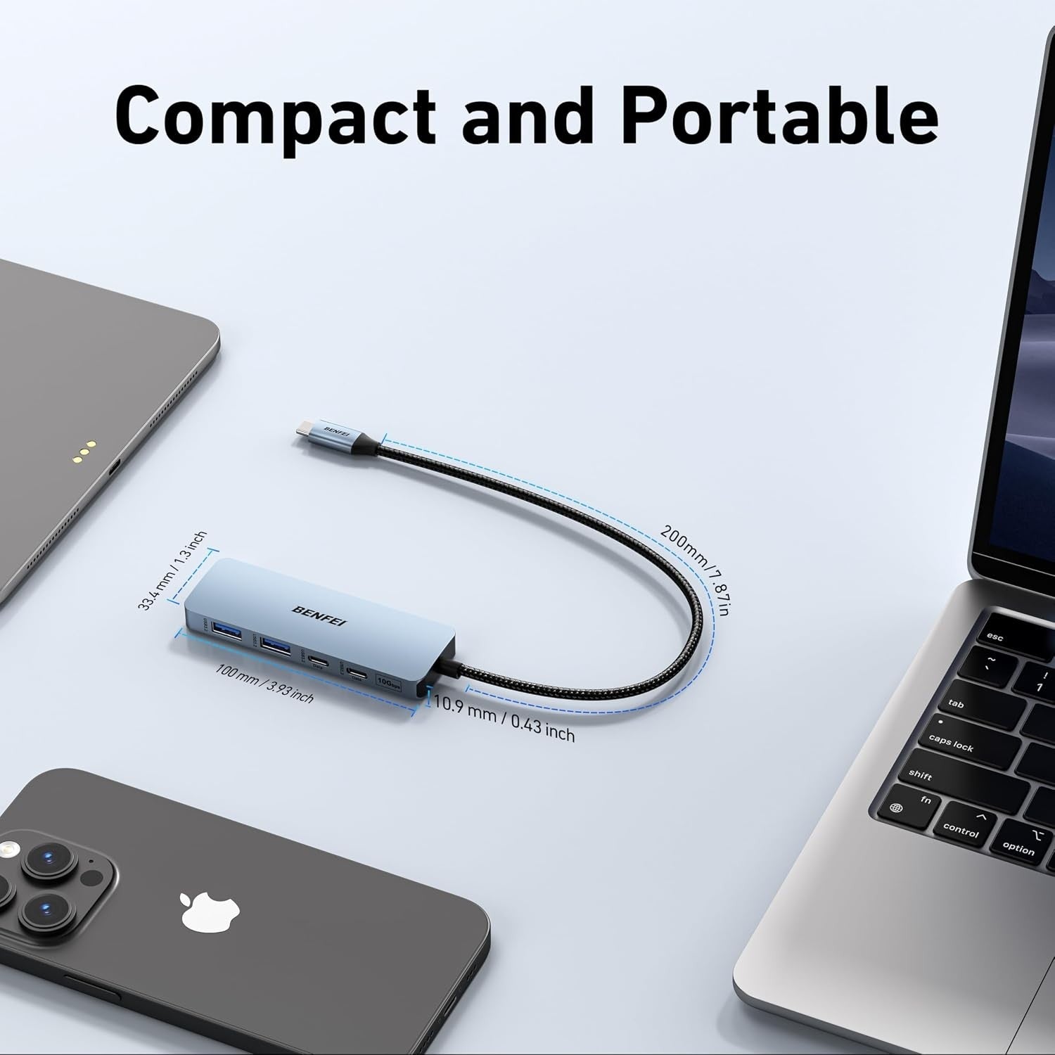 BENFEI 4-Port USB-C Hub in use