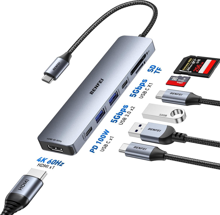 BENFEI 7-in-1 USB-C Hub with 4K HDMI and 100W PD