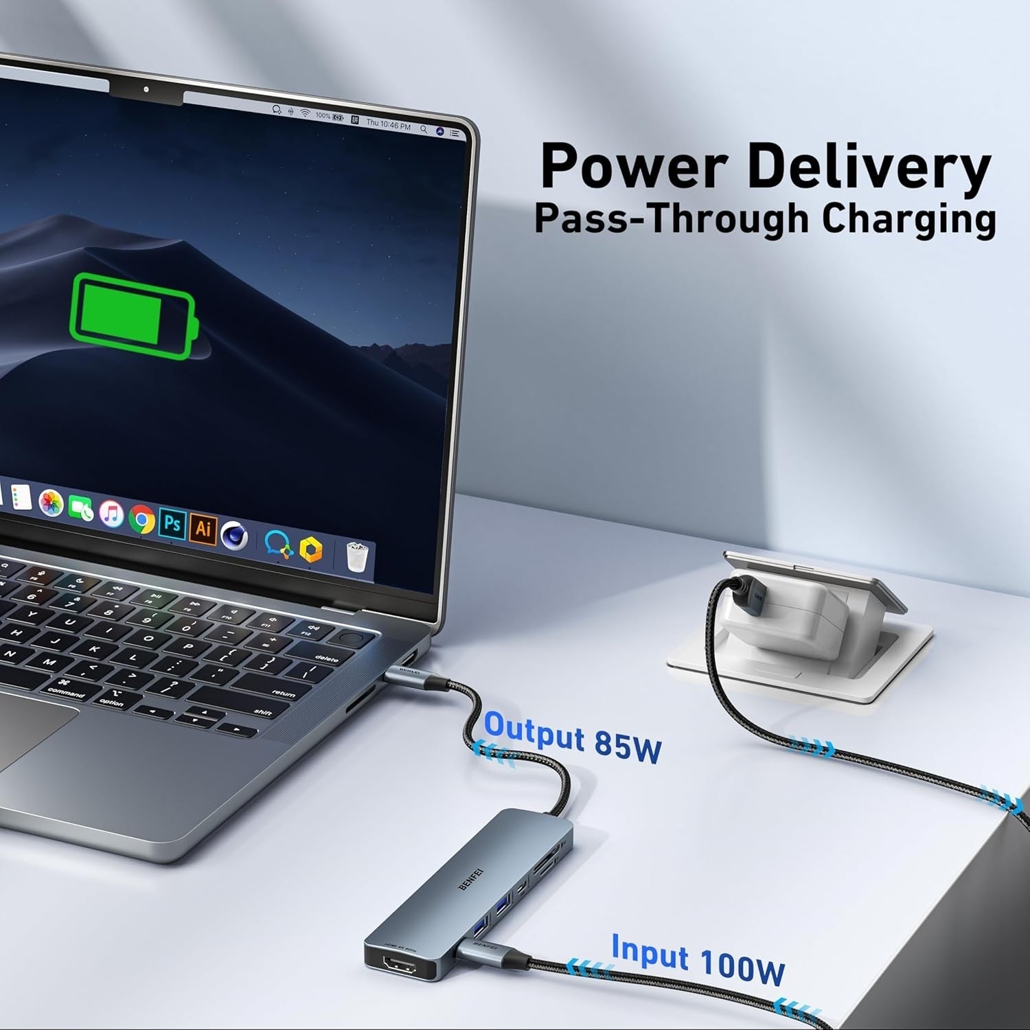 BENFEI 7-in-1 USB-C Hub in use