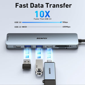 BENFEI 7-in-1 USB-C Hub in use
