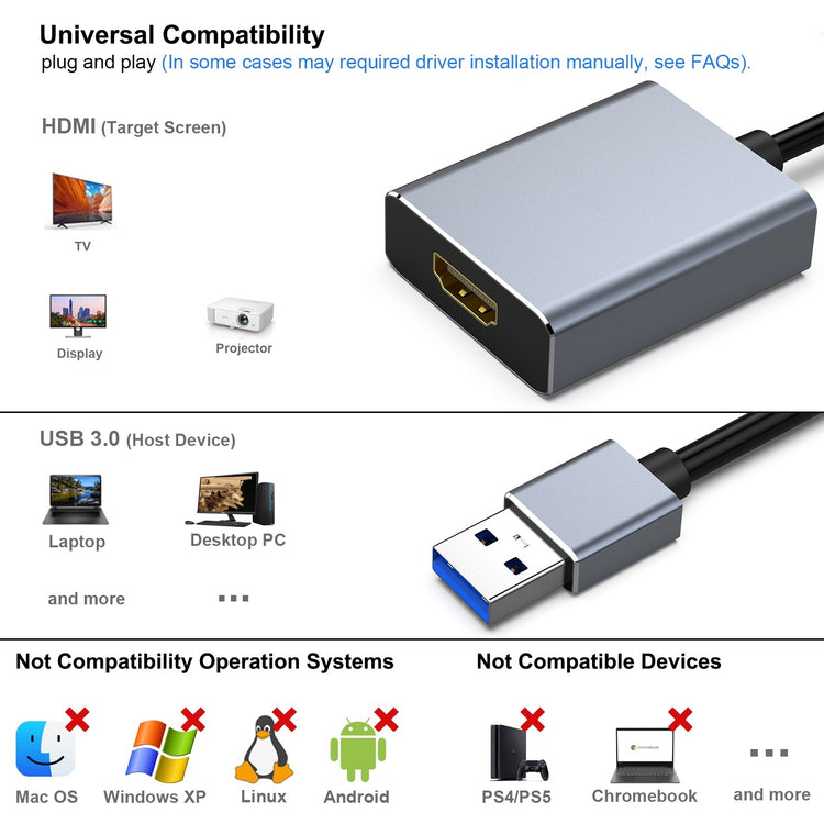 BENFEI USB 3.0 to HDMI Adapter for Windows