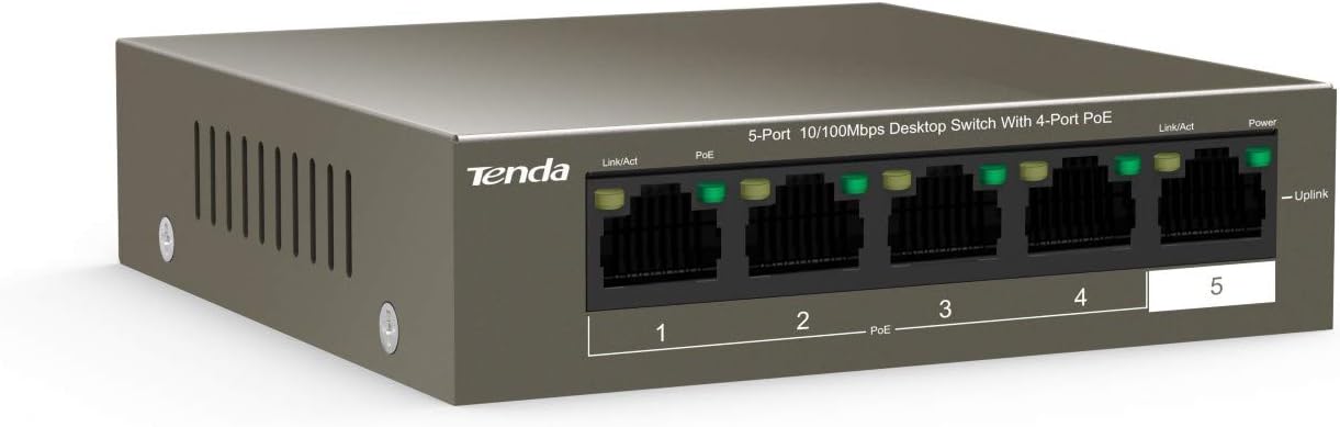 Tenda TEF1105P-4-63W 5-Port Desktop PoE Switch with 4 PoE+ Ports