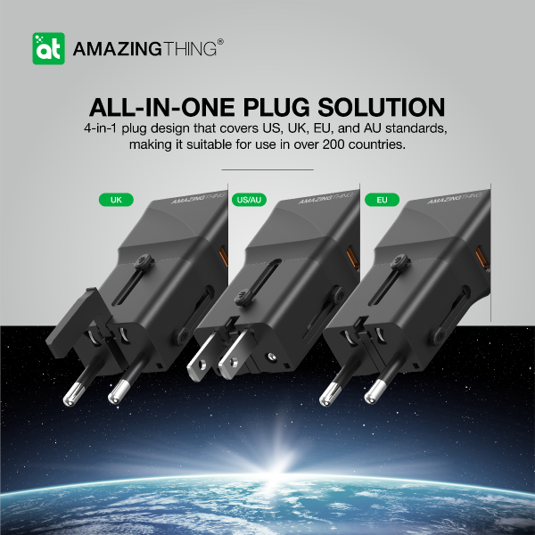 AMAZINGTHING Explorer Pro Universal Travel Adaptor 2 Port USB-C Fast Charge